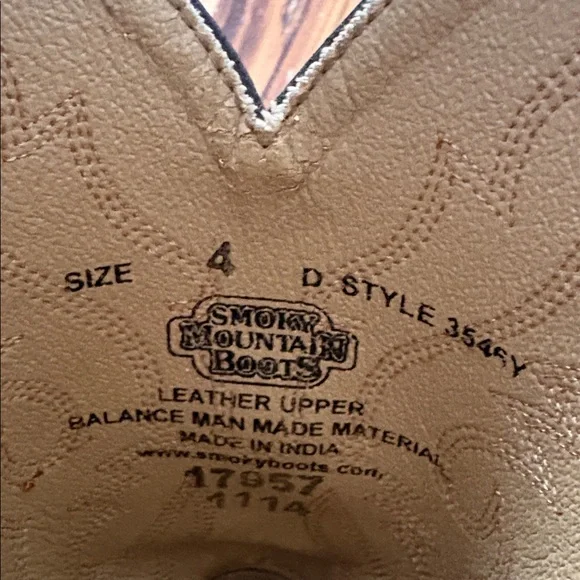 SMOKY MOUNTAIN BOOTS Girls Size 4 Pink and Brown Western Boots - Picture 7 of 7